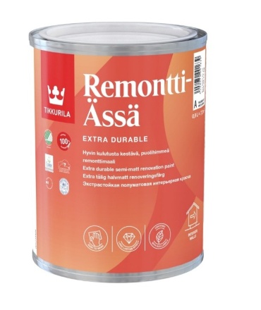 Краска моющаяся TIKKURILA REMONTTI ASSA полуматовая база C (0,9л) 1405, Белый Краска моющаяся TIKKURILA REMONTTI ASSA полуматовая база C (0,9л) 1405, Белый