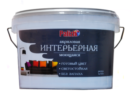Краска PALIZH акриловая интерьерная моющаяся №309 можжевельник 3,7 кг 11605600