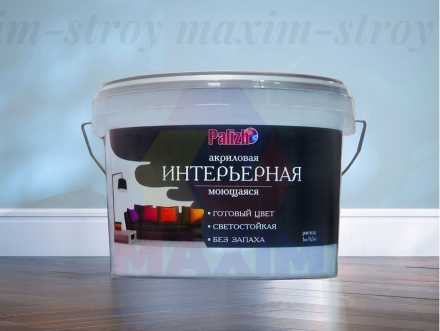 Краска PALIZH акриловая интерьерная моющаяся №309 можжевельник 3,7 кг 11605600