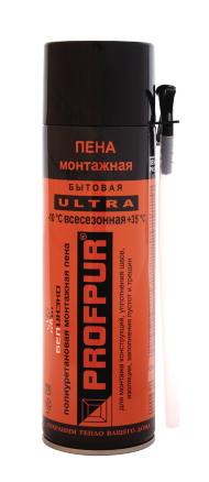 Пена монтажная PROFPUR ULTRA бытовая всесезонная, 500 мл
