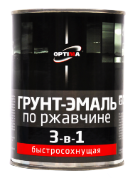 Грунт-эмаль по ржавчине OPTIMA 3 в 1 NEW быстросохнущая, Черный