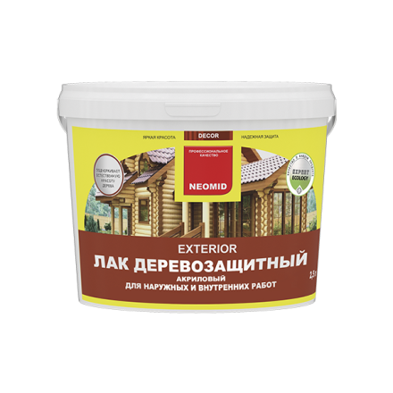 NEOMID EXTERIOR Лак акриловый антисептический для дерева (наружные работы) 5 л