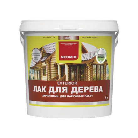 NEOMID EXTERIOR Лак акриловый антисептический для дерева (наружные работы) 5 л