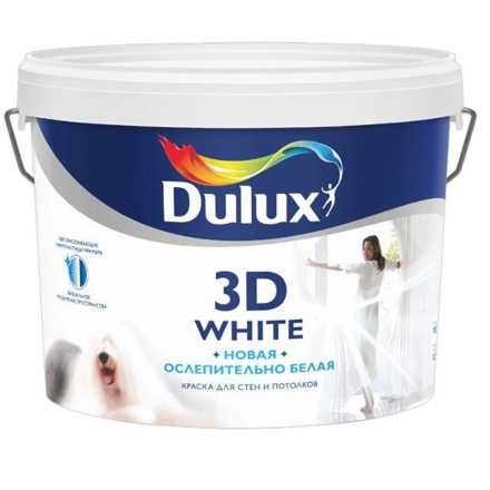 Краска Dulux 3D WHITE для потолка и стен на основе мрамора 10 л 11595847 Краска Dulux 3D WHITE для потолка и стен на основе мрамора 10 л 11595847