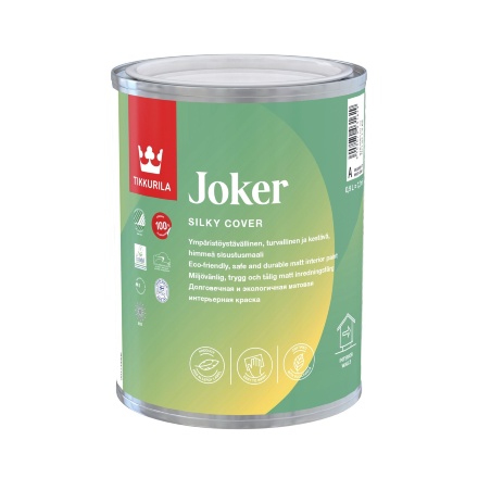 Краска гипоаллергенная TIKKURILA JOKER для интерьеров база А (0,225л) 7891, Белый Краска гипоаллергенная TIKKURILA JOKER для интерьеров база А (0,225л) 7891, Белый