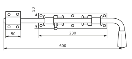 Засов гаражный ЗГ-600 мод.2  черный (Балаково) DOMART,  11593792