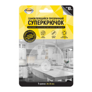 Самоклеящийся прозрачный СУПЕРКРЮЧОК  AVIORA, 8 х 8 см, 1 шт.