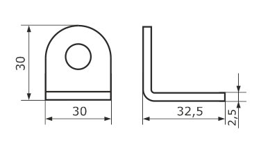 Проушина 30*60 угловая серый металлик (Балаково) DOMART,  53223