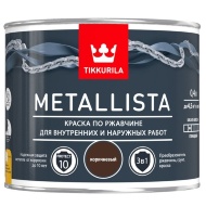Краска по ржавчине 3 в 1 TIKKURILA METALLISTA глянцевая коричневая, Коричневый