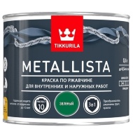 Краска по ржавчине 3 в 1 TIKKURILA METALLISTA глянцевая зеленая 0.4 л