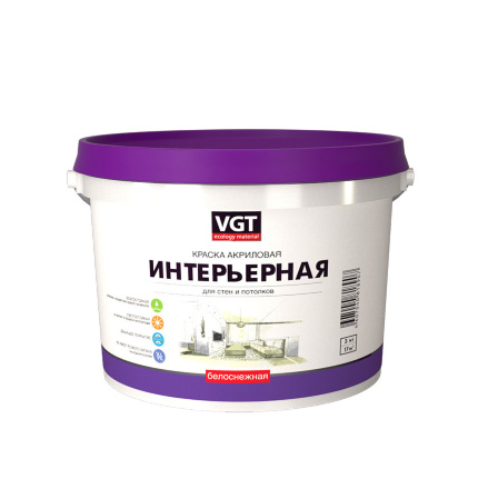Краска VGT Белоснежная интерьерная влагостойкая ВД АК 2180 7 кг Краска VGT Белоснежная интерьерная влагостойкая ВД АК 2180 7 кг